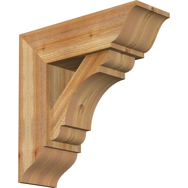 Ekena Millwork Olympic Traditional Rough Sawn Bracket w/ Offset Brace, Western Red Cedar, 8"W x 24"D x 24"H BKT0806X24X24OLY01RWR - main